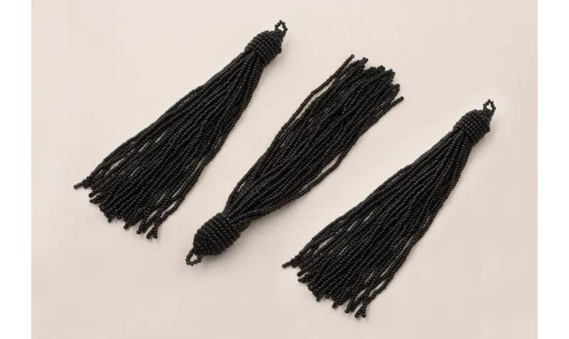 Fleco de Abalorio de 120mm  Negro / Abalorio pulseras y Collares