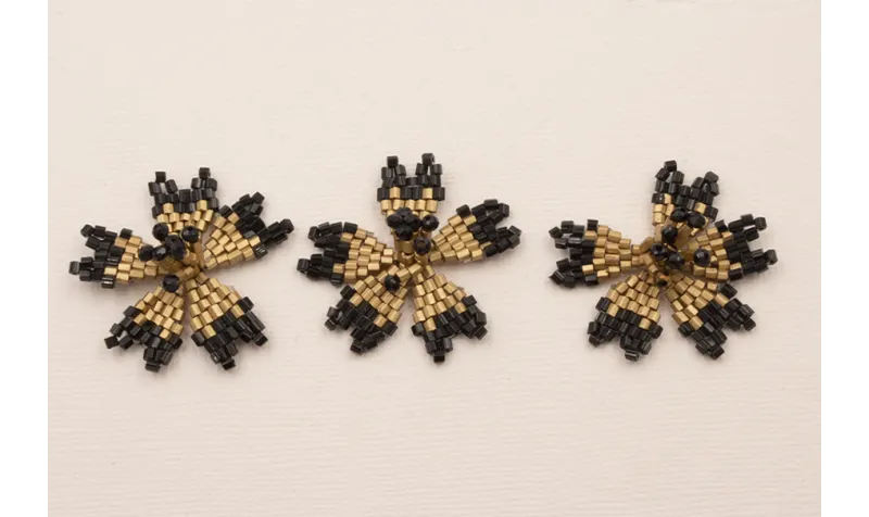 Flor Abalorio de 30mm diametro Negro y Cobre / Abalorio pulseras y Collares