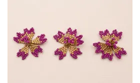 Flor Abalorio de 30mm diametro Purpura y Cobre / Abalorio pulseras y Collares
