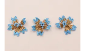 Flor Abalorio de 30mm diametro Azul y Cobre / Abalorio pulseras y Collares