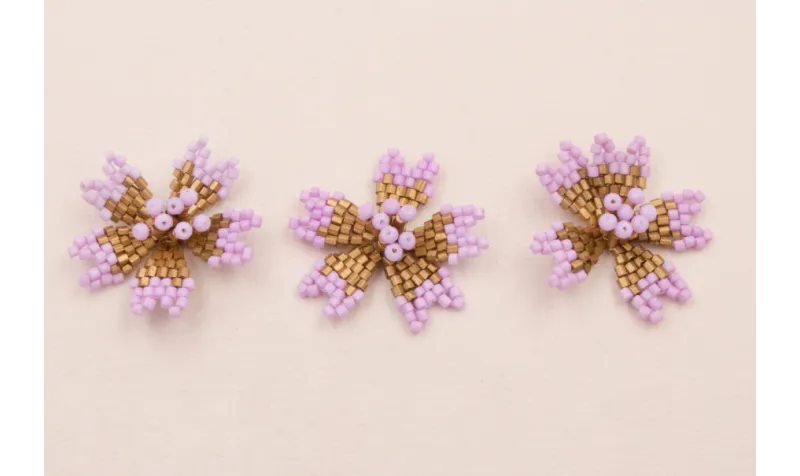 Flor Abalorio de 30mm diametro Lila y Cobre / Abalorio pulseras y Collares