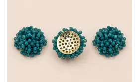 Disco de 23mm facetadas engarzadas Azul petróleo / Abalorio pulseras y Collares