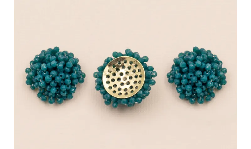 Disco de 23mm facetadas engarzadas Azul petróleo