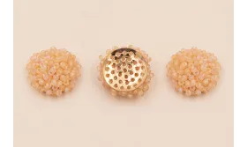 Disco de 20mm con abalorio engarzado color Arena / Abalorio pulseras y Collares