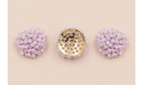 Disco de 20mm con abalorio engarzado Lila / Abalorio pulseras y Collares