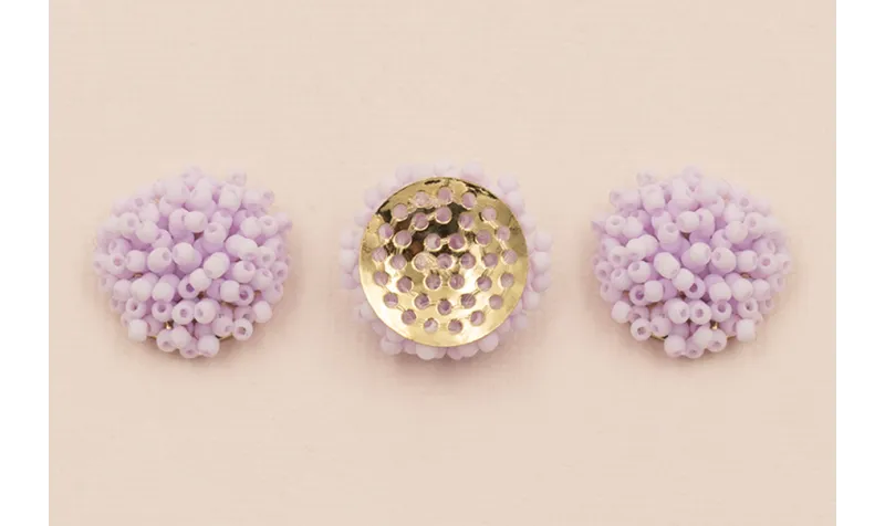 Disco de 20mm con abalorio engarzado Lila / Abalorio pulseras y Collares