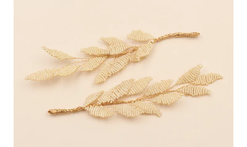 Hoja de alambre 130*55 tejida con abalorio Beige / Abalorio pulseras y Collares