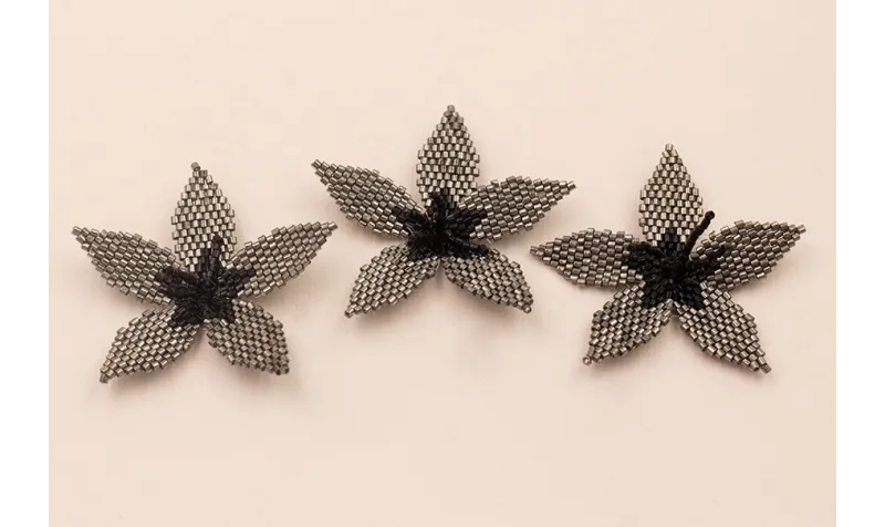 Flor Microtubos de 50mm Plata y Negro / Abalorio pulseras y Collares