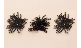 Pompon Abalorio 40mm Negro y Bronce / Abalorio pulseras y Collares