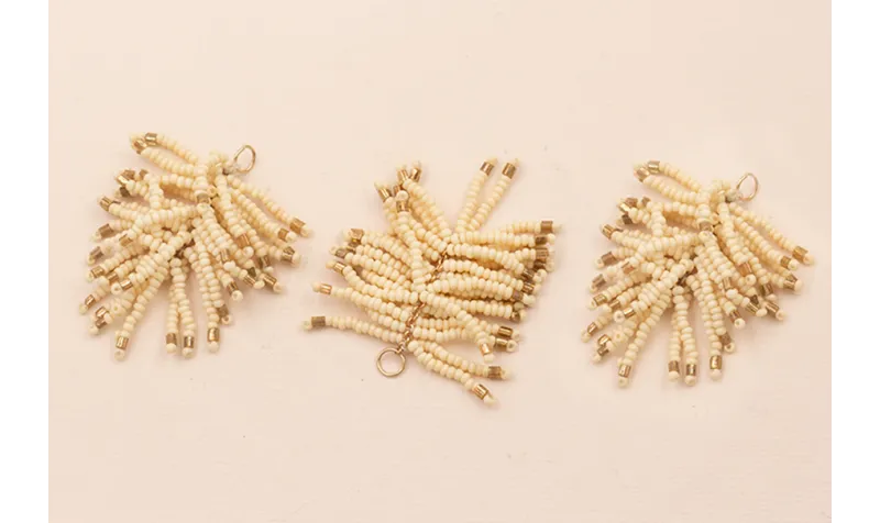 Pompon Abalorio 40mm Crema y Cobre / Abalorio pulseras y Collares