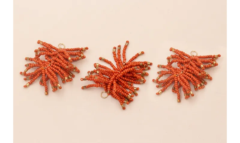 Pompon Abalorio 40mm Coral y Bronce / Abalorio pulseras y Collares