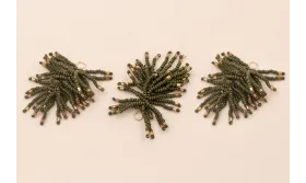 Pompon Abalorio 40mm Kaki y Bronce / Abalorio pulseras y Collares