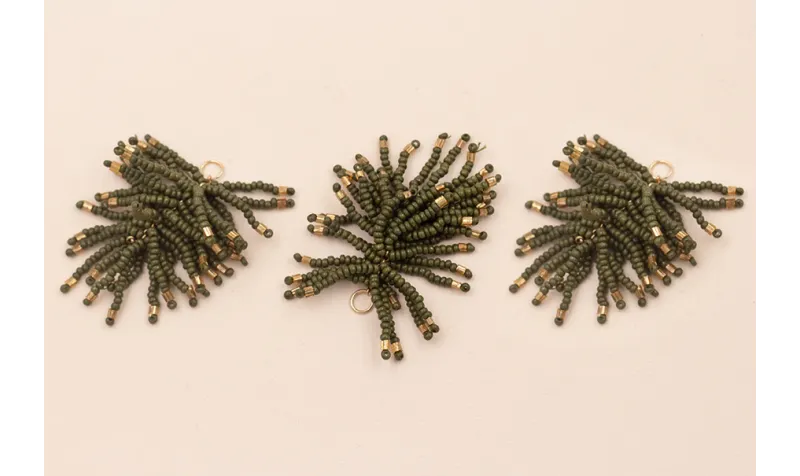 Pompon Abalorio 40mm Kaki y Bronce / Abalorio pulseras y Collares