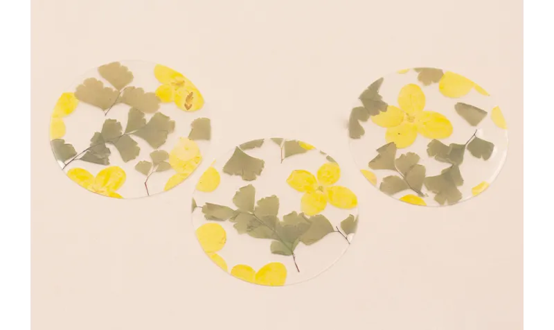 Lentejuela Disco 50mm con Flor Natural Amarillas