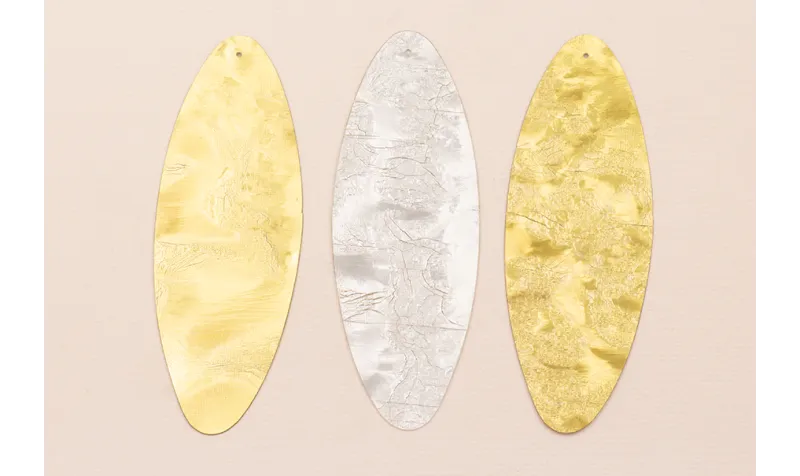 Lentejuela Ovalo 80*26 Oro y Plata con Textura / Cuentas y Lentejuelas