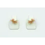 Pendientes rectamgulo esmaltado blanco con campani