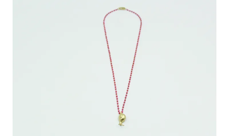 Solitario de cadena de miyuki rosa con colgante de