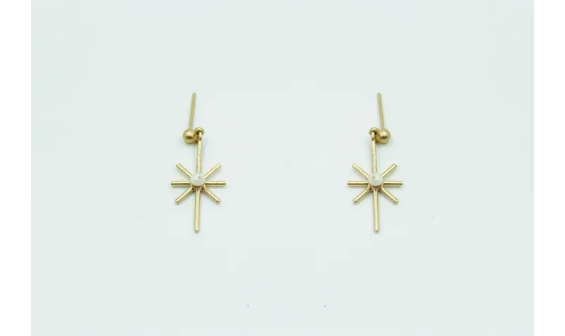 Pendientes colgante rayo de sol 3-3,2mm con perla 