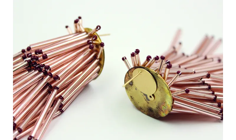 Pendientes cascada de tubos de cristal en tono cob