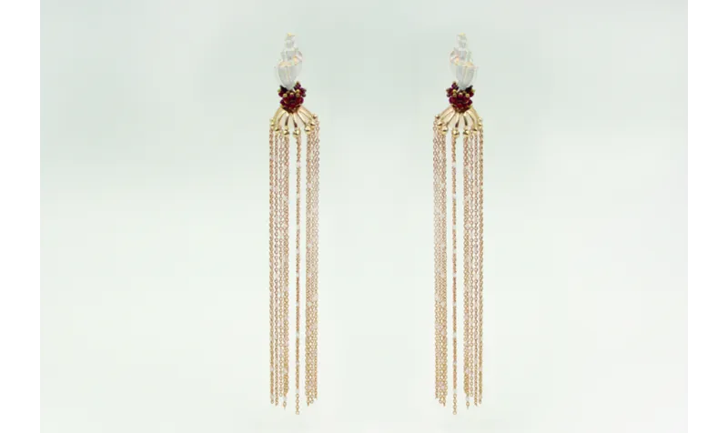 Pendientes perno caracola 24x10mm con cadena oro m