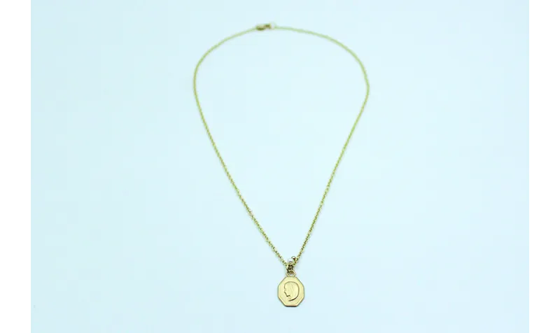 Solitario cadena eslabón pequeño oro mate con chap