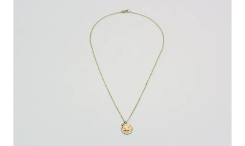 Solitario cadena eslabón pequeño oro mate con chap