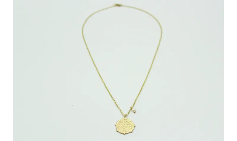 Solitario cadena eslabón pequeño oro mate con chap