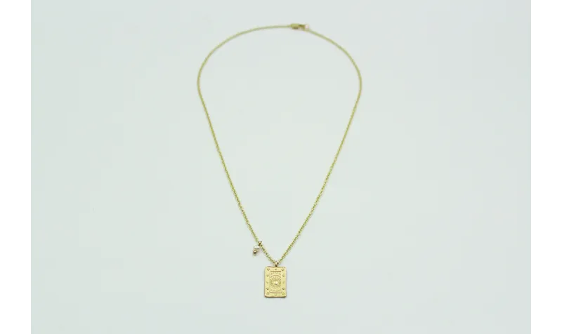 Solitario cadena eslabón pequeño oro mate con chap