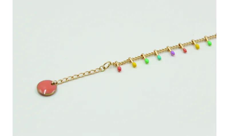 Pulsera sencilla de cadena con colgantes esmaltado