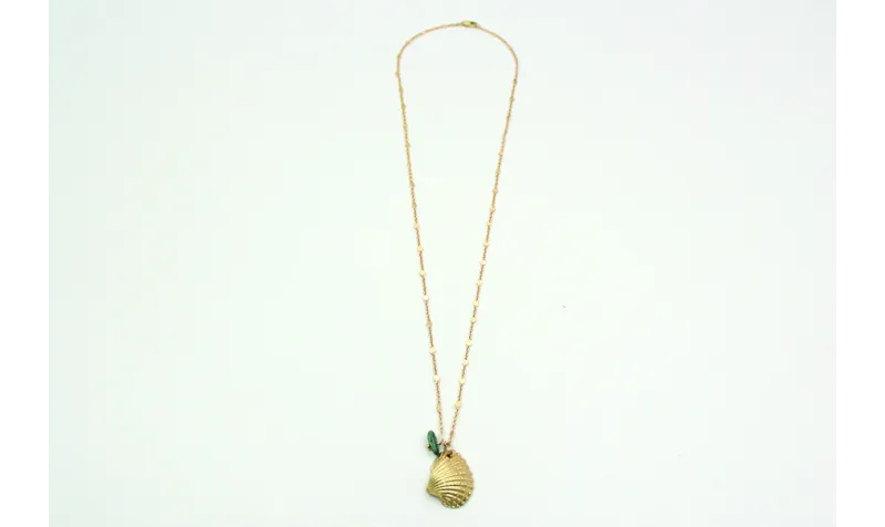 Solitario con cadena de eslabón pequeño oro mate c