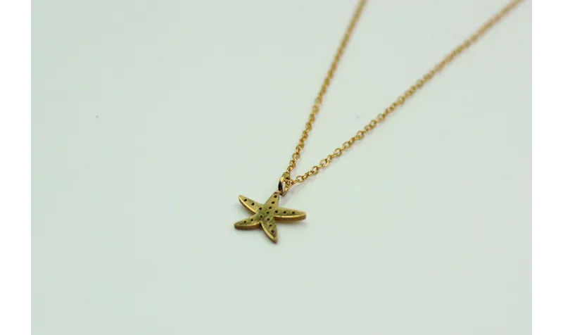 Solitario con cadena de eslabón pequeño dorado y c