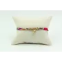 Pulsera lazo liberty crudo con flores rojas, morad