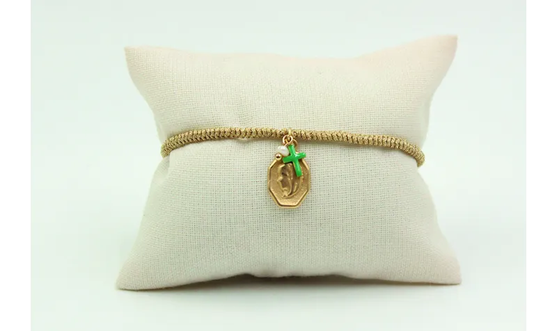 Pulsera entera nudo serpiente oro palido con virge