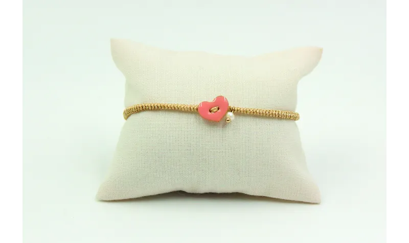 Pulsera entera nudo serpiente oro palido con coraz