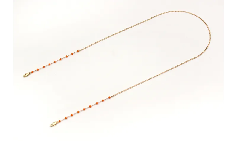 Cuelga mascarilla de cadena bolas facetadas naranj