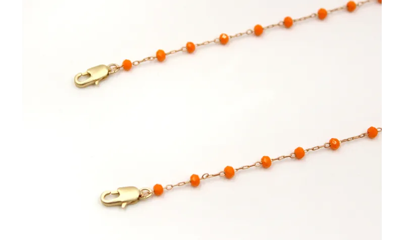 Cuelga mascarilla de cadena bolas facetadas naranj