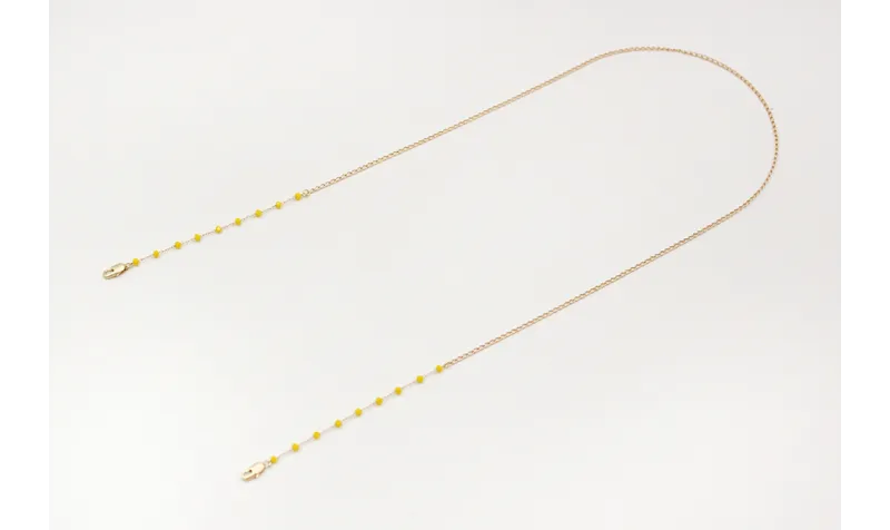 Cuelga mascarilla de cadena bolas facetadas amaril