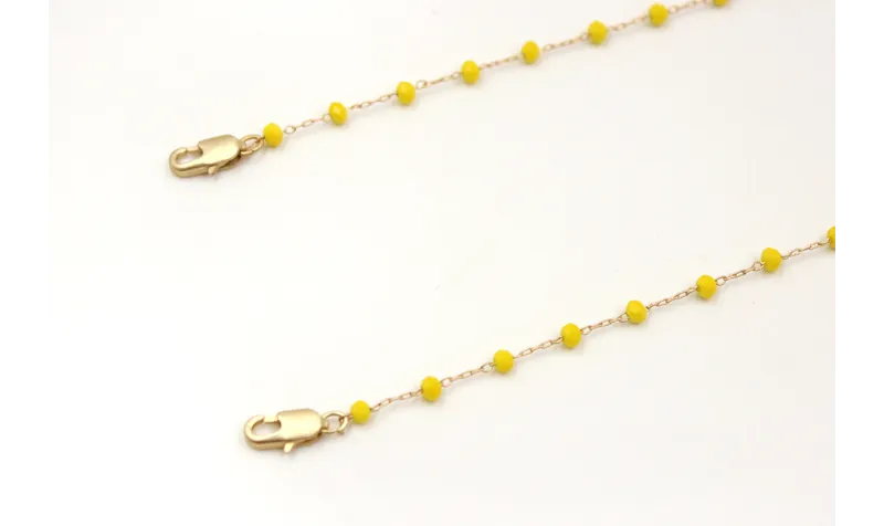 Cuelga mascarilla de cadena bolas facetadas amaril