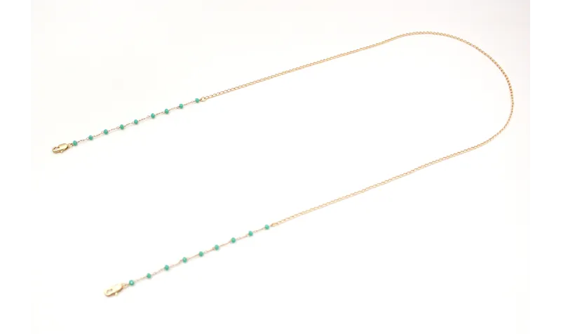 Cuelga mascarilla de cadena bolas facetadas turque