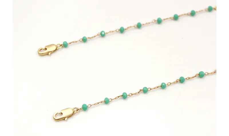 Cuelga mascarilla de cadena bolas facetadas turque