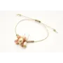 Pulsera hilo macrame dorado con semipreciosas rosa