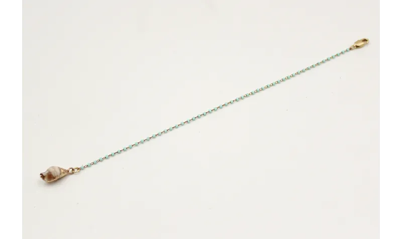 Pulsera cadena de miyuki turquesa rematada con car