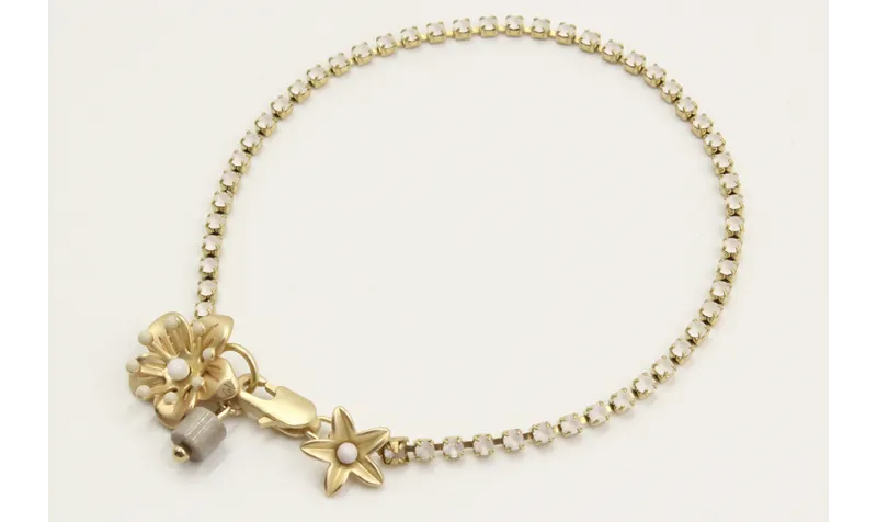 Pulsera cadena de strass color cristal opal con fl