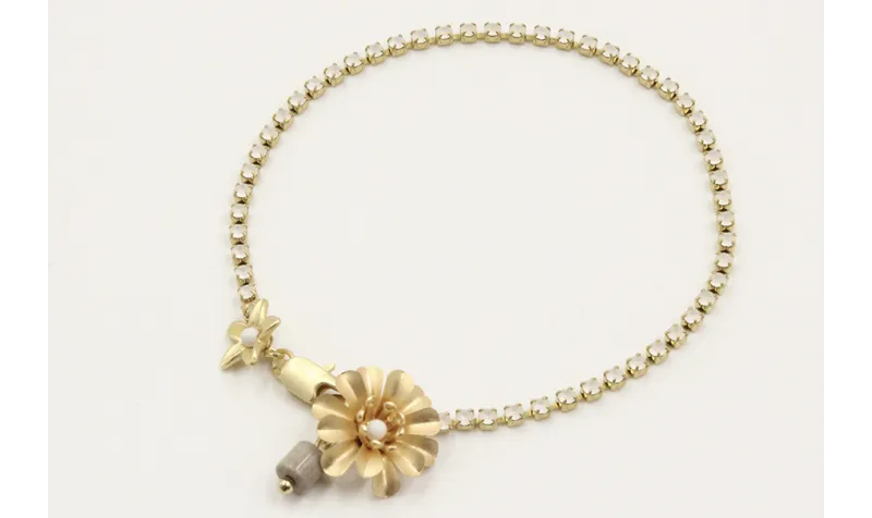 Pulsera cadena de strass color cristal opal con fl