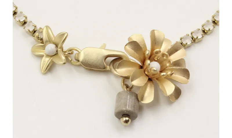 Pulsera cadena de strass color cristal opal con fl