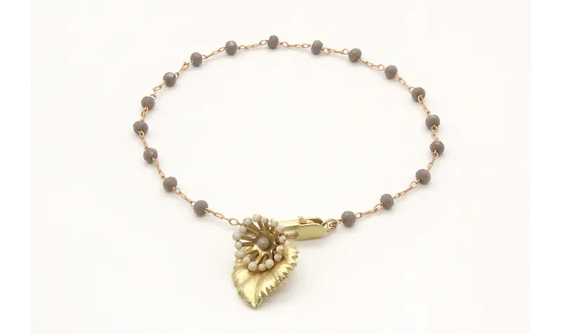 Pulsera cadena de facetadas grises rematada con ho