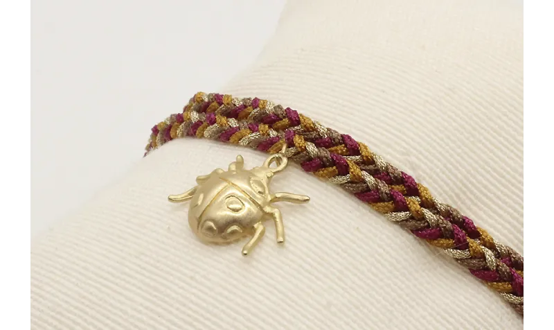 Pulsera trenza macrame en granate, marrón tostado,