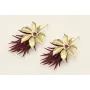 Pendientes perno pivote dorado mate con flor 7 pét