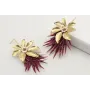 Pendientes perno pivote dorado mate con flor 7 pét