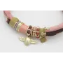 Pulsera seda natural salmón y lazo tubo kimono gra